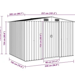 vidaXL Caseta de jardín de acero gris 257x205x178 cm Antracita Hot