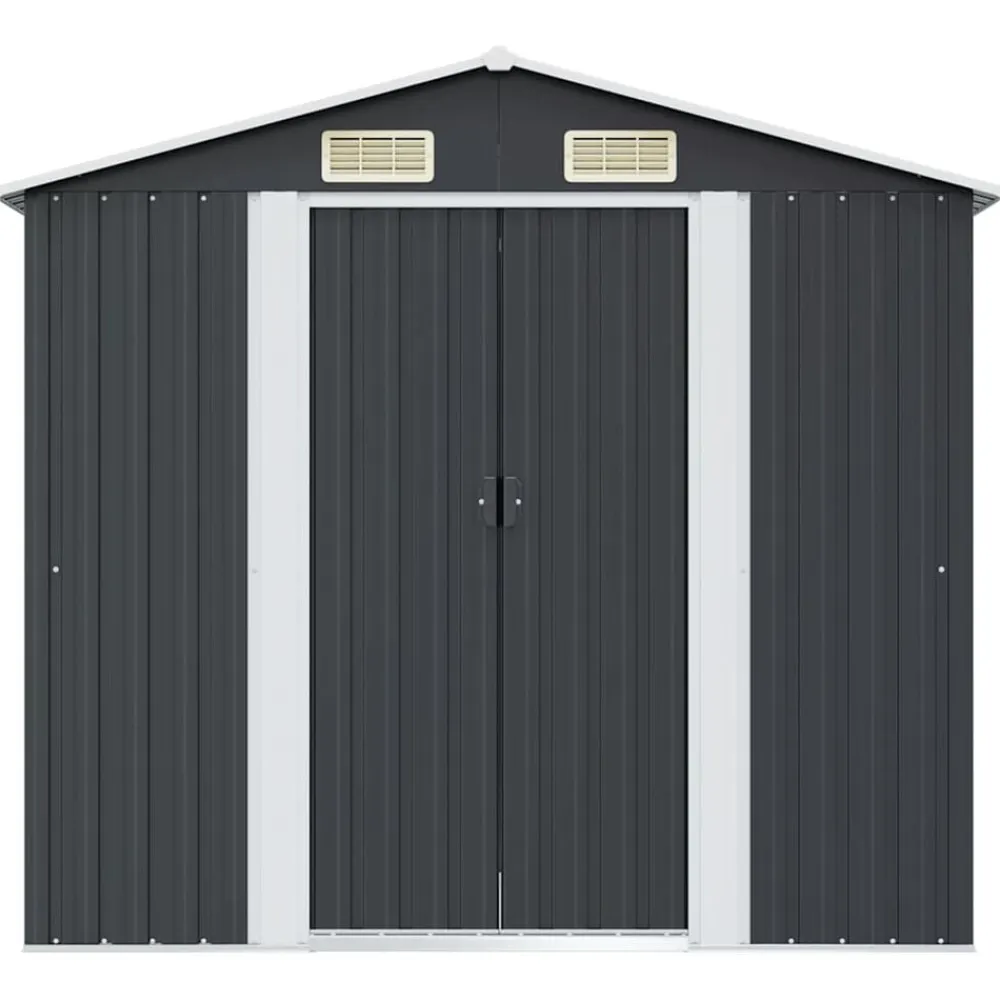 vidaXL Jardín-Caseta de jardín de acero gris 204x132x186 cm