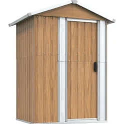 vidaXL Jardín-Caseta de jardín marrón 126x97,5x177 cm acero galvanizado