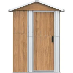 vidaXL Jardín-Caseta de jardín marrón 126x97,5x177 cm acero galvanizado