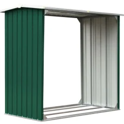 vidaXL Caseta de jardín para leña acero galvanizado 172x91x154cm Verde Discount
