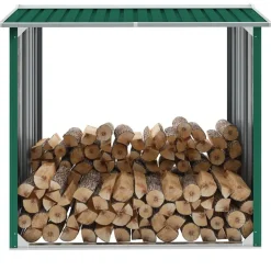 vidaXL Caseta de jardín para leña acero galvanizado 172x91x154cm Verde Discount