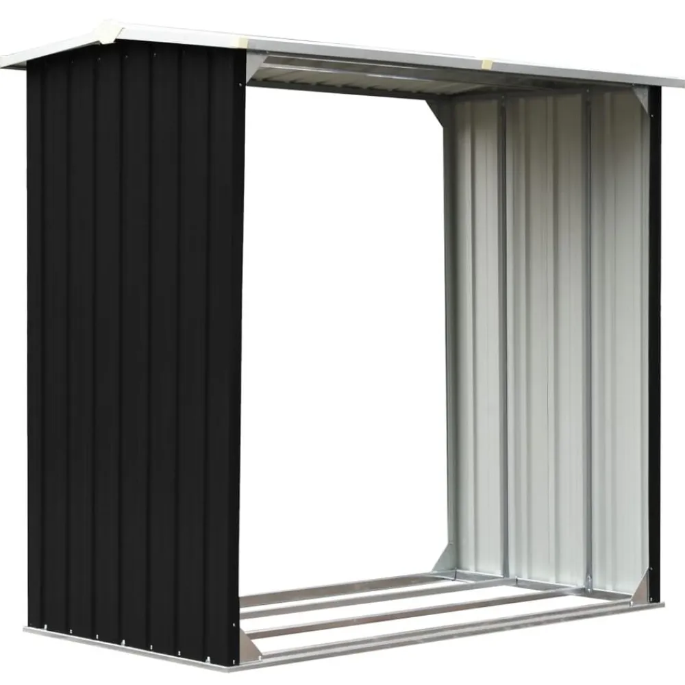 vidaXL Accesorios Para Hornos De Leña Y Chimeneas-Caseta de jardín para leña acero galvanizado gris 172x91x154 cm