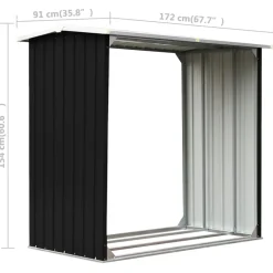 vidaXL Accesorios Para Hornos De Leña Y Chimeneas-Caseta de jardín para leña acero galvanizado gris 172x91x154 cm