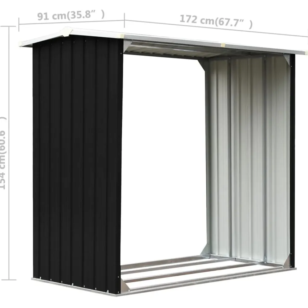 vidaXL Accesorios Para Hornos De Leña Y Chimeneas-Caseta de jardín para leña acero galvanizado gris 172x91x154 cm