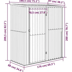 vidaXL Jardín-Caseta de jardín 180,5x97x209,5 cm acero galvanizado aspecto madera