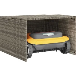 vidaXL Caseta de robot cortacésped ratán sintético 86x90x52/57cm Gris Outlet