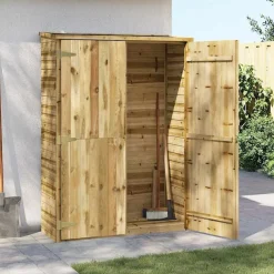 vidaXL Caseta herramientas jardín madera pino impregnada 123x50x171 cm New