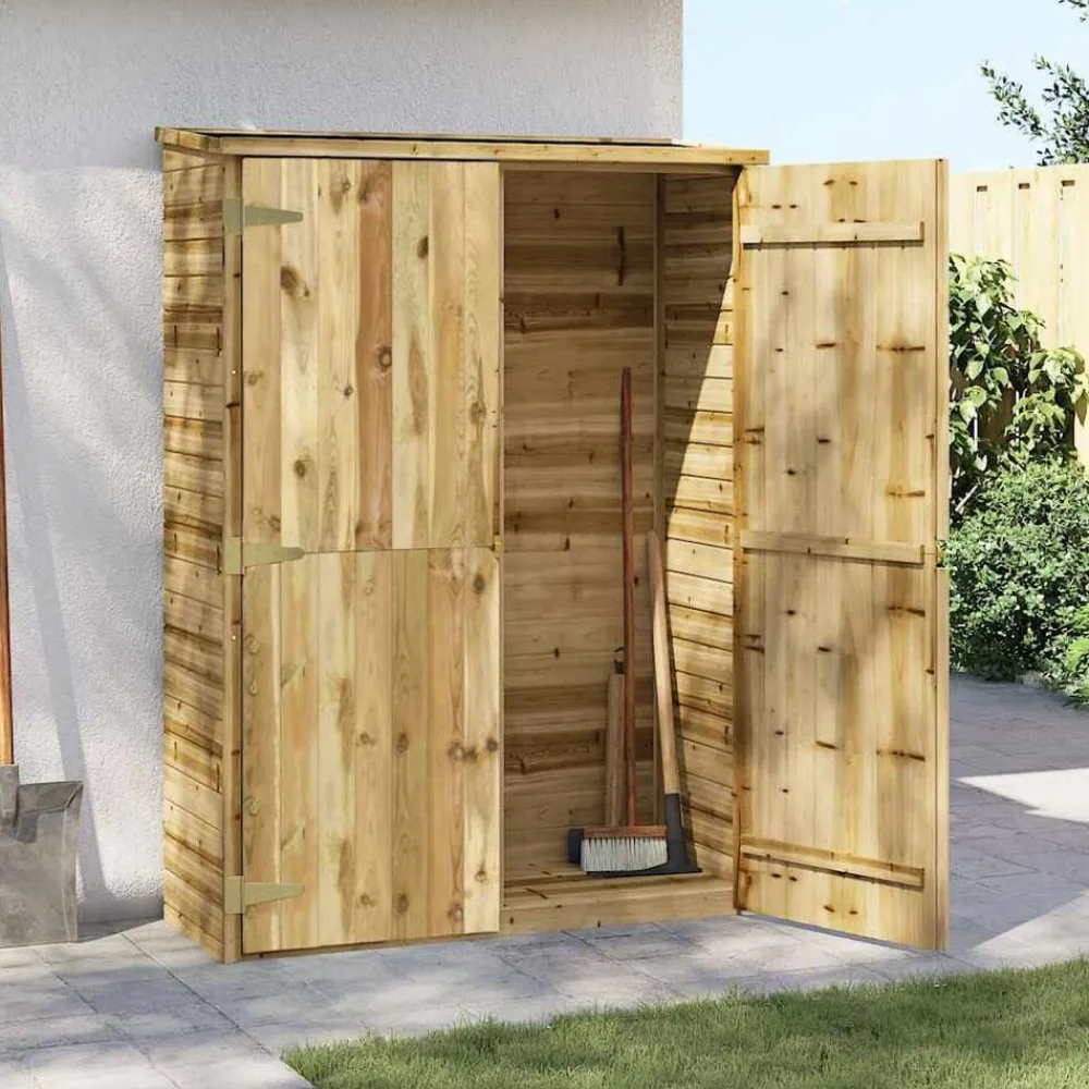 vidaXL Caseta herramientas jardín madera pino impregnada 123x50x171 cm New