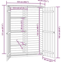 vidaXL Caseta herramientas jardín madera pino impregnada 123x50x171 cm New