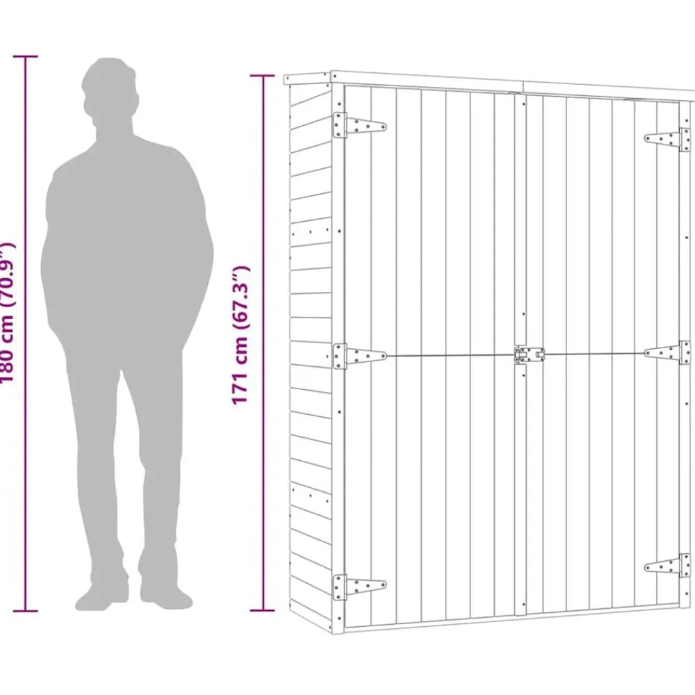 vidaXL Caseta herramientas jardín madera pino impregnada 123x50x171 cm New