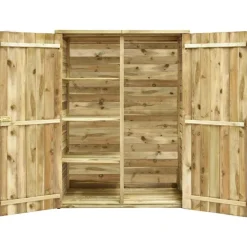 vidaXL Caseta herramientas jardín madera pino impregnada 123x50x171 cm New