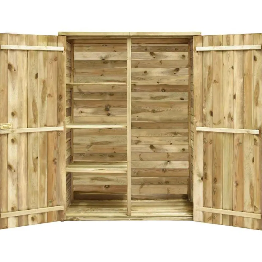 vidaXL Caseta herramientas jardín madera pino impregnada 123x50x171 cm New