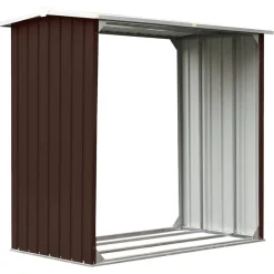 vidaXL Caseta jardín para leña acero galvanizado marrón 172x91x154 cm Marrón Hot