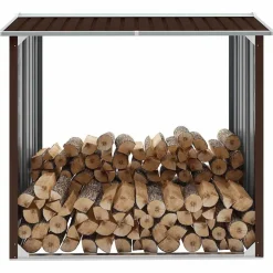vidaXL Caseta jardín para leña acero galvanizado marrón 172x91x154 cm Marr&oacute;n Hot