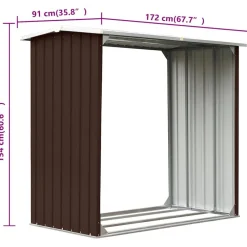 vidaXL Caseta jardín para leña acero galvanizado marrón 172x91x154 cm Marrón Hot