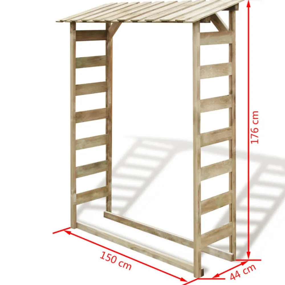 vidaXL Caseta para leña madera de pino impregnada 150x44x176 cm Discount