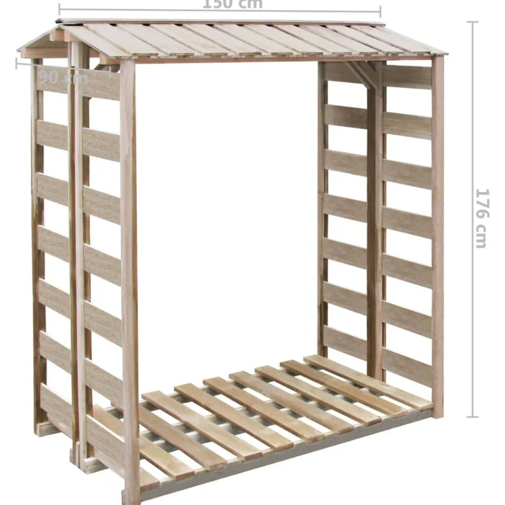 vidaXL Caseta para leña madera de pino impregnada 150x90x176 cm Clearance