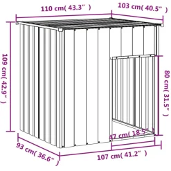 vidaXL Productos Para Mascotas-Caseta para perro con techo, , 110 x 103 x 109 cm, acero galvanizado