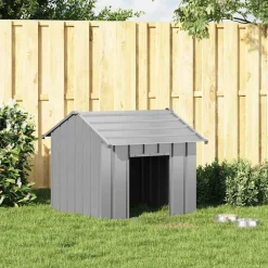vidaXL Caseta para perros con techo acero galvanizado 85x107x81 cm Gris Hot