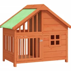 vidaXL Caseta para perros madera maciza de pino marrón 96x60,5x87 cm Marrón Discount