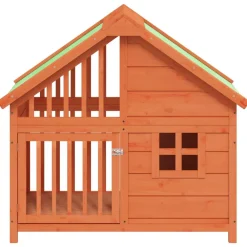 vidaXL Caseta para perros madera maciza de pino marrón 96x60,5x87 cm Marr&oacute;n Discount