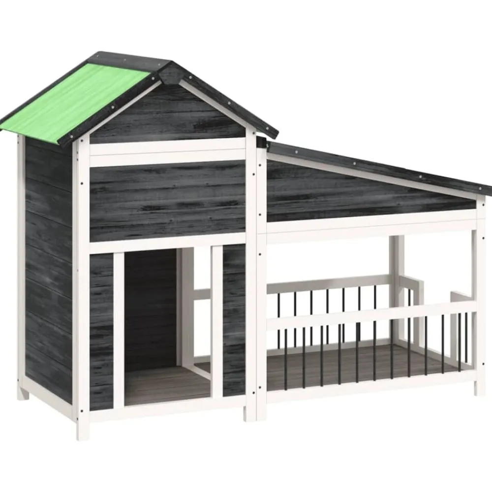 vidaXL Caseta para perros madera maciza de pino 143x60,5x109 cm Gris New