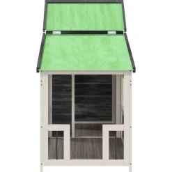 vidaXL Caseta para perros madera maciza de pino 143x60,5x109 cm Gris New