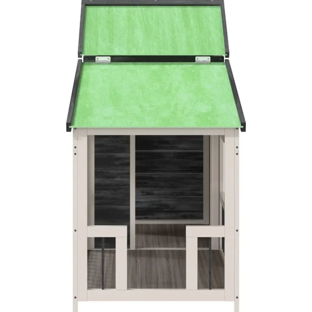 vidaXL Caseta para perros madera maciza de pino 143x60,5x109 cm Gris New