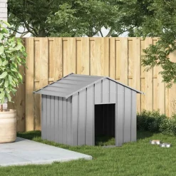 vidaXL Caseta para perros con techo acero galvanizado 131x101x102 cm Gris Outlet