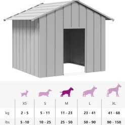 vidaXL Caseta para perros con techo acero galvanizado 131x101x102 cm Gris Outlet