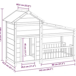 vidaXL Caseta para perros madera maciza de pino 143x60,5x109 cm Moca Online
