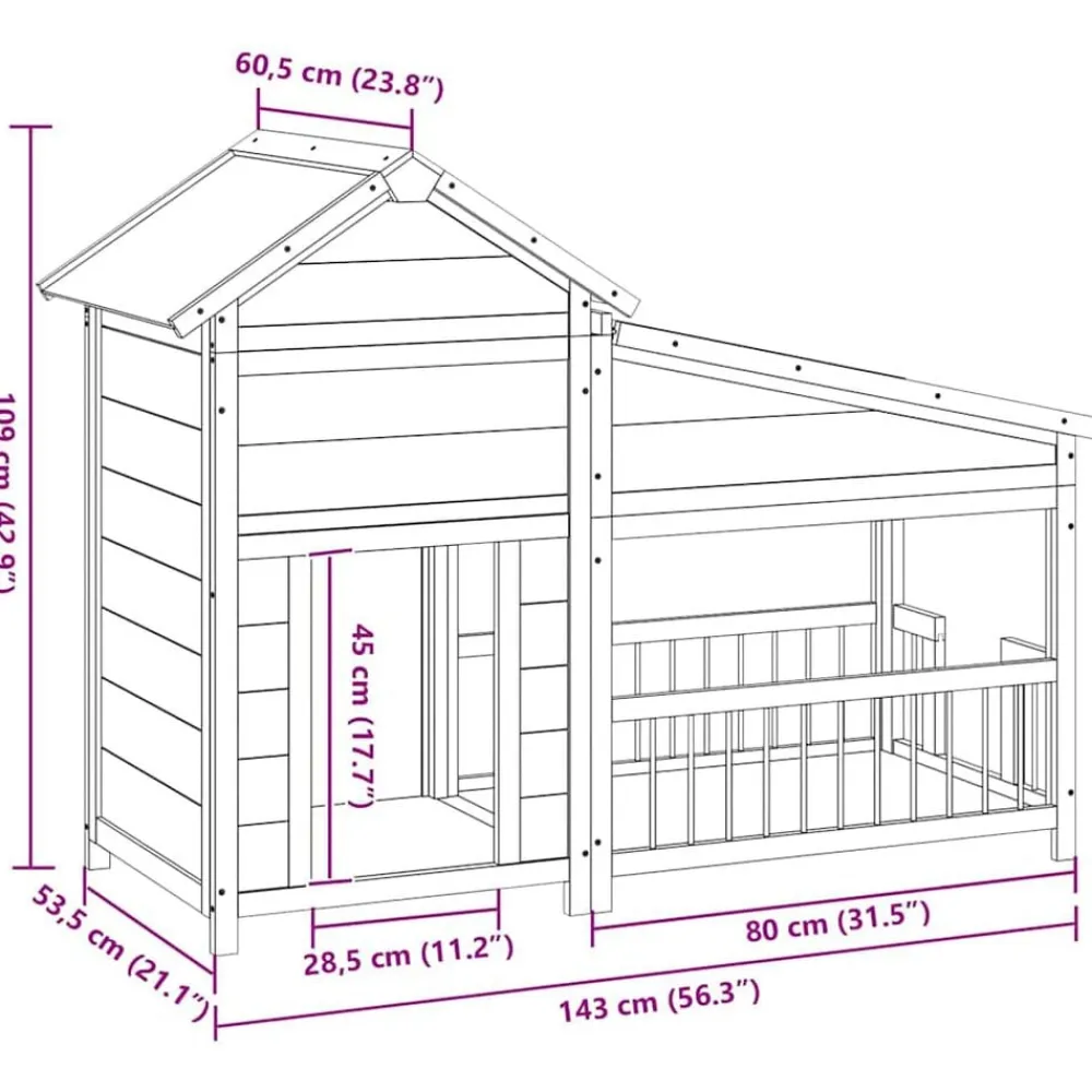 vidaXL Caseta para perros madera maciza de pino 143x60,5x109 cm Moca Online