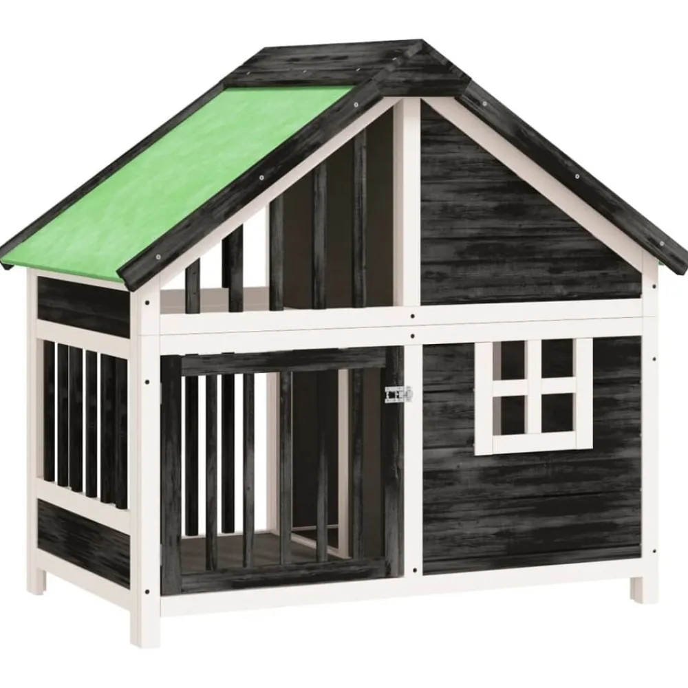 vidaXL Caseta para perros madera maciza de pino 96x60,5x87 cm Gris Outlet