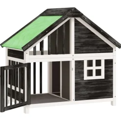 vidaXL Caseta para perros madera maciza de pino 96x60,5x87 cm Gris Outlet
