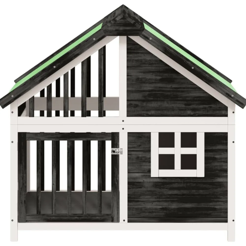 vidaXL Caseta para perros madera maciza de pino 96x60,5x87 cm Gris Outlet