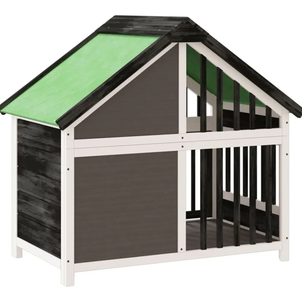 vidaXL Caseta para perros madera maciza de pino 96x60,5x87 cm Gris Outlet