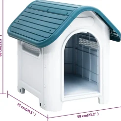 vidaXL Caseta para perros polipropileno 59x75x66 cm Azul Hot