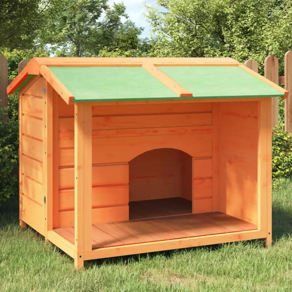 vidaXL Caseta para perros madera maciza de pino marrón 96x87x80,5 cm Marrón Sale