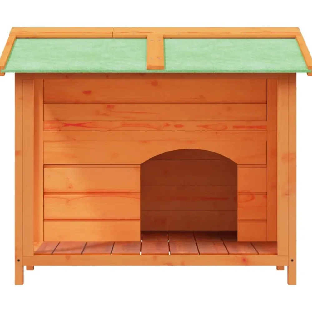 vidaXL Caseta para perros madera maciza de pino marrón 96x87x80,5 cm Marrón Sale