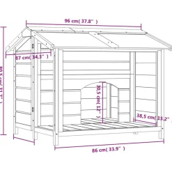 vidaXL Caseta para perros madera maciza de pino marrón 96x87x80,5 cm Marrón Sale