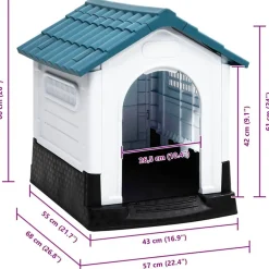 vidaXL Caseta para perros polipropileno 57x68x66 cm Azul