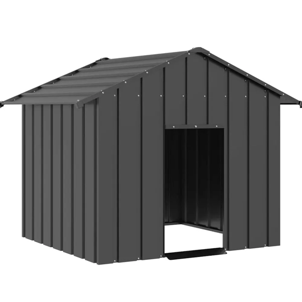 vidaXL Productos Para Mascotas-Caseta para perros con techo acero galvanizado 131x101x102 cm
