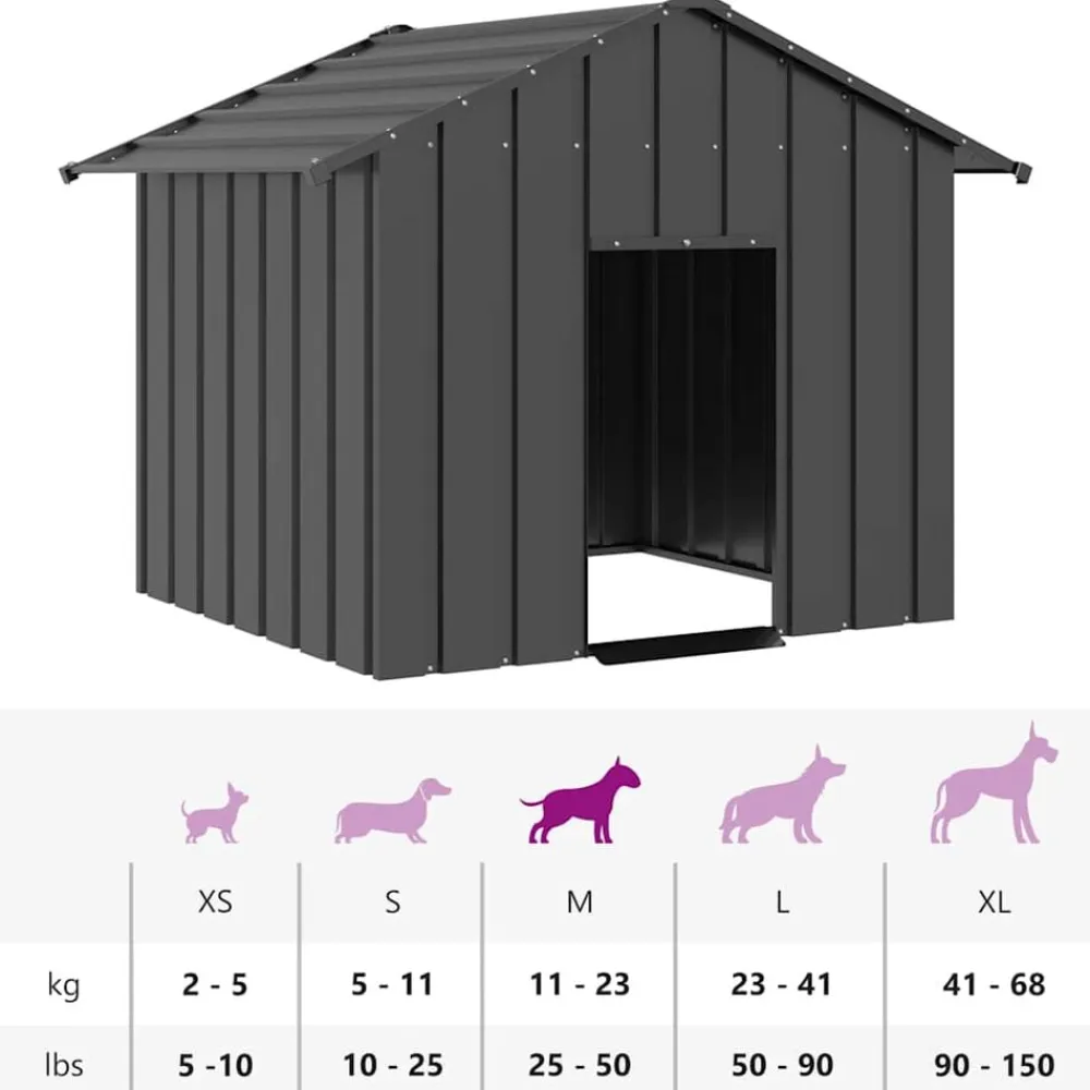 vidaXL Productos Para Mascotas-Caseta para perros con techo acero galvanizado 131x101x102 cm