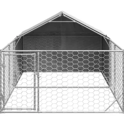 vidaXL Caseta perros exterior con corral 4x2x1,5 m acero galvanizado Best