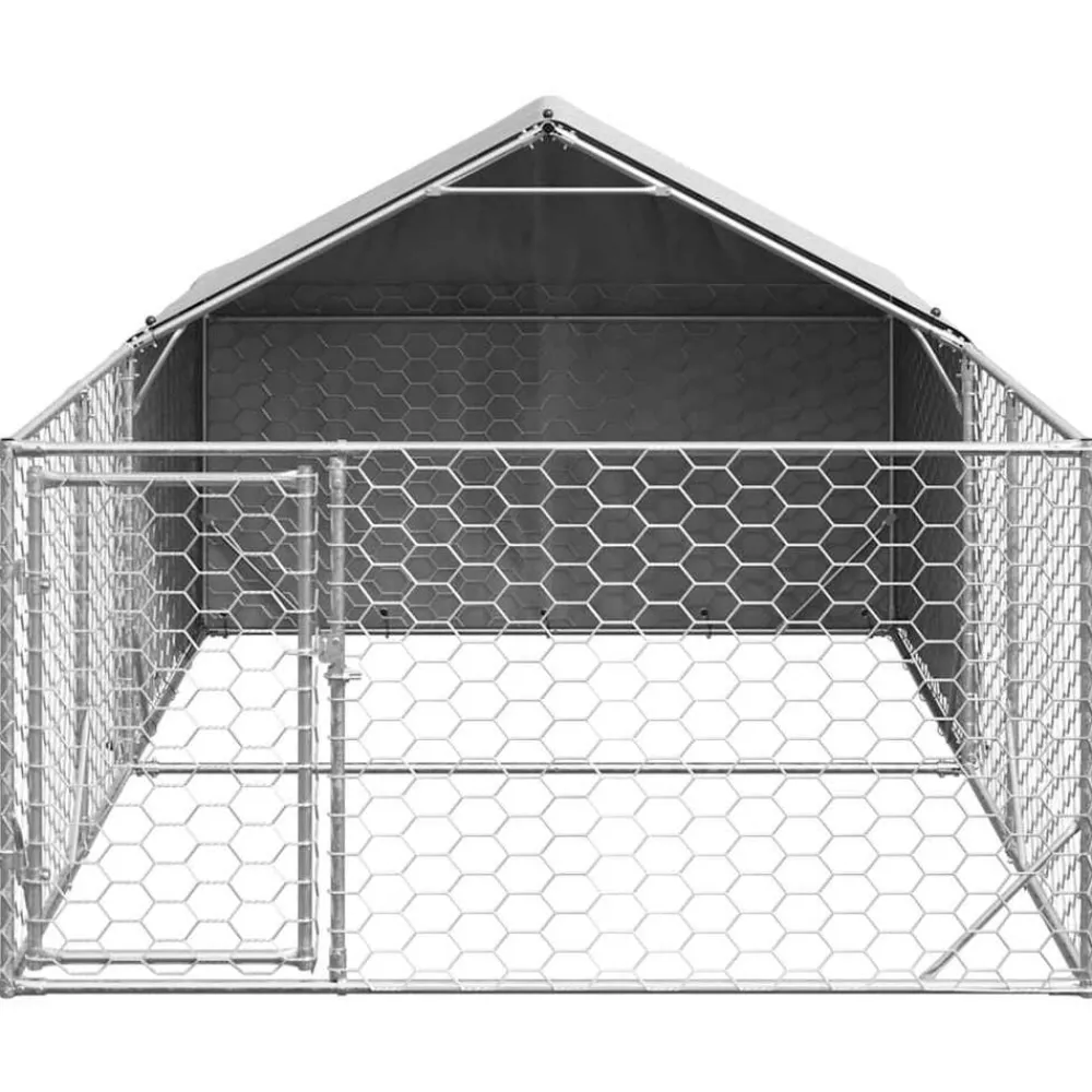 vidaXL Caseta perros exterior con corral 4x2x1,5 m acero galvanizado Best
