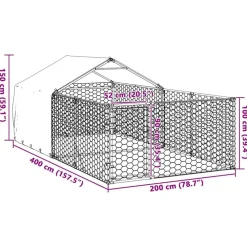 vidaXL Caseta perros exterior con corral 4x2x1,5 m acero galvanizado Best