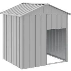 vidaXL Productos Para Mascotas-Caseta perros tejado acero galvanizado 117x103x123cm