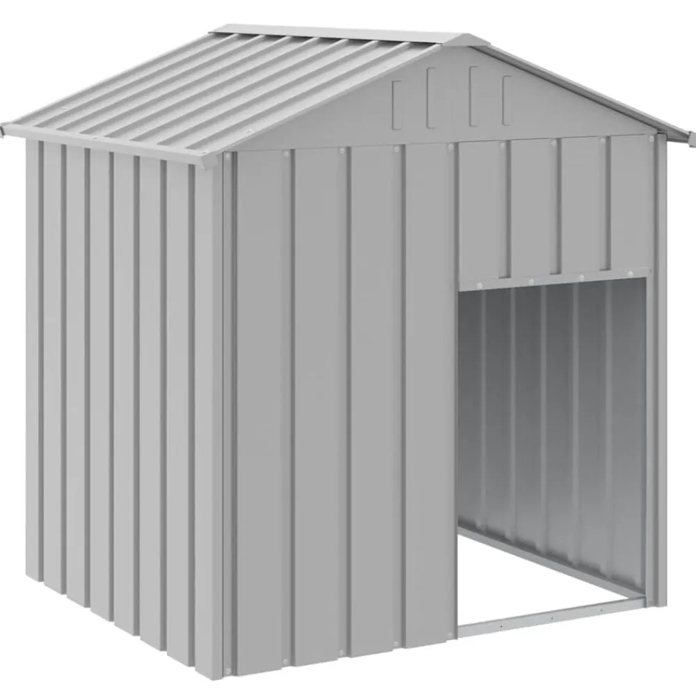 vidaXL Productos Para Mascotas-Caseta perros tejado acero galvanizado 117x103x123cm