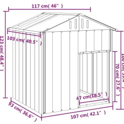 vidaXL Productos Para Mascotas-Caseta perros tejado acero galvanizado 117x103x123cm